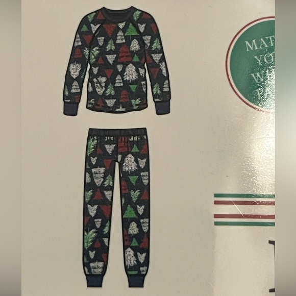 Merry Lane Kids’ 2 Piece Christmas Tree Theme Pajamas - Size Large - Picture 2 of 4
